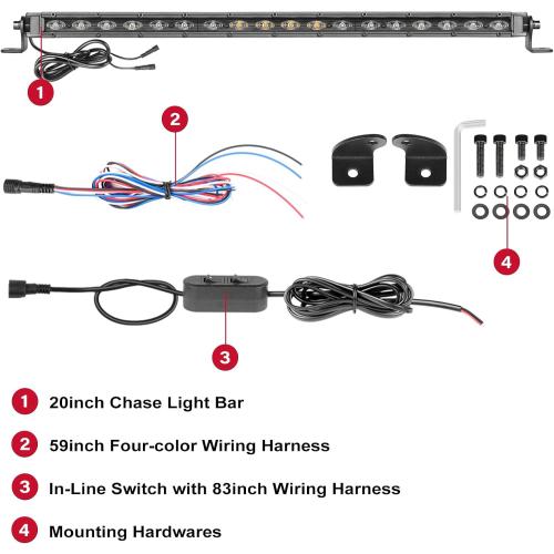 OFFROADTOWN 20 Inch LED Chase Light Bar UTV Rear Chasing Lights Safety Flashing Light w/Reverse Brake Turn Signal Light Offroad Emergency Strobe Bar for Polaris RZR Can-Am X3 Yamaha Honda SXS