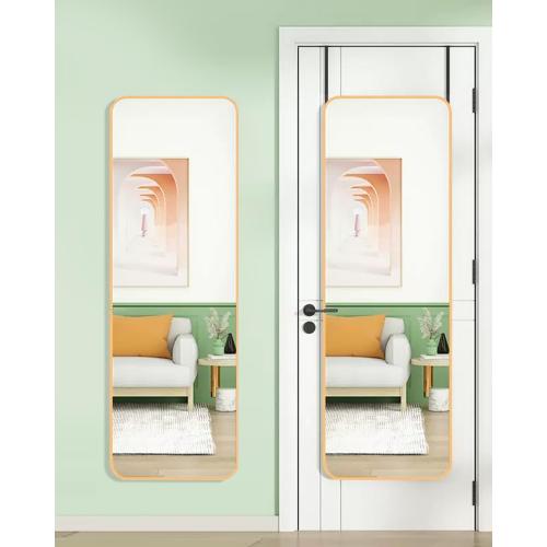 Over The Door Full Length Mirror - 14 x 48, Rounded Corner, Yellow