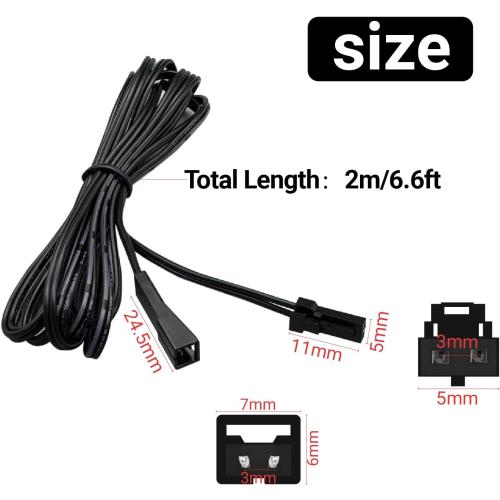 HAMRVL 10-Pack Flexible Extendable Cables for Under Cabinet Lighting Kit - 6.6ft/2m 2-Pin Extension Cord for Linkable Single Color Wall Panel Lights, LED Puck Light, Under Cabinet Strip Light (Black)