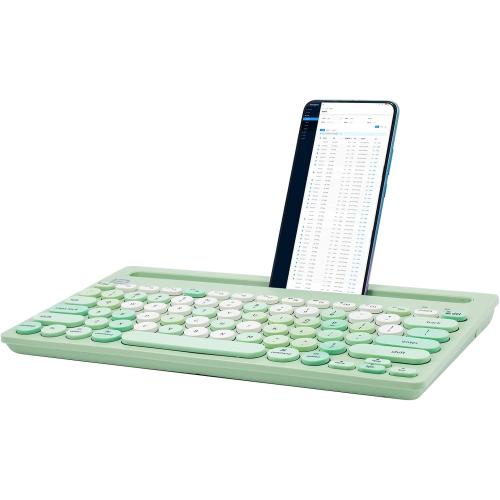 HUO JI Wireless Keyboard Multi-Device, Bluetooth and 2.4G Dual Mode for iPad, Switch to 3 Devices for Cellphone, Tablet, PC, Smart TV, MacBook iOS Android Windows, Green