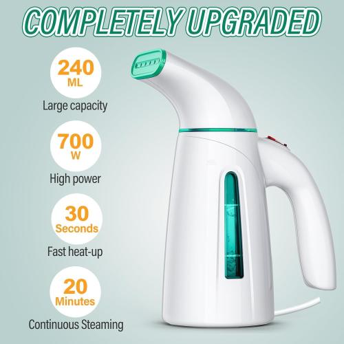 OGHom Steamer for Clothes,Portable Handheld Travel Steamer,240ml Large Capacity,700W,30 Second Fast Heat Up Garment Steamer (Turquoise)
