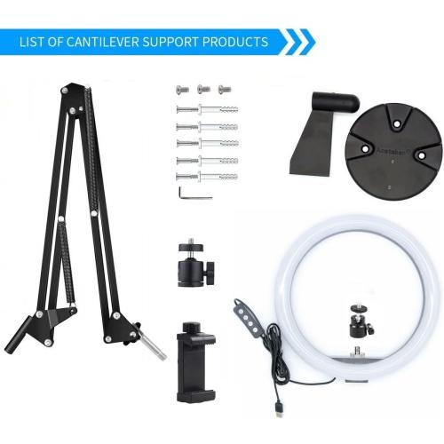 Ring Light Wall Mout Phone Holder, 10'' Ring Light with Wall Folding Arm Compatible with iPhone 15 14 13 12 11 Xr Xs X 9 8 7 Plus and Samsung Cell Phones and Webcams