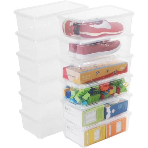 Clear Shoe Boxes 12 Pcs Plastic Storage Bins with Latching Lid Rectangular