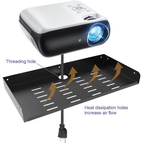 JINGCHENGMEI Metal Floating Wall Mounted Shelf Bracket for AV, TV Accessories, WiFi Router, TV Box, Cable Boxes, DVD Player, Games Consoles or Other Small Projectors (16.6 inches Width)