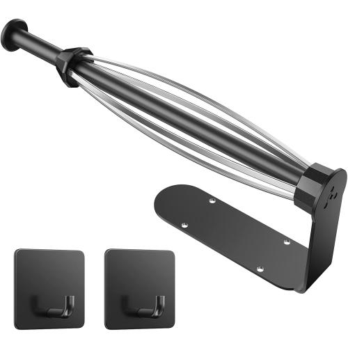 Paper Towel Holder Under Cabinet, Single Hand Operable Wall Mount with Damping Effect, Self-Adhesive or Drilled Paper Roll Holders for Kitchen, Bathroom, RV(2 Towel Robe Hooks)