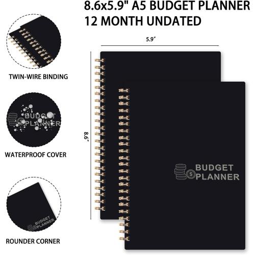 Budget Planner - Monthly Bill Organizer with Expense Saving Debt Notebook to to Take Control of Your Money, Undated Financial Planner/Budget Book, Start Anytime, A5(8.6x5.9 inches),100gsm Paper