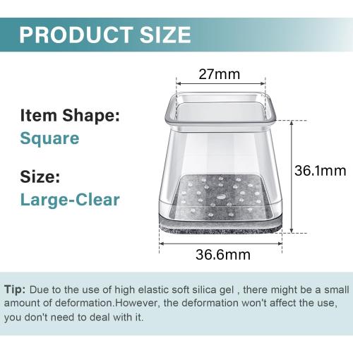 Ansible 24 Pcs Chair Leg Floor Protectors Square
