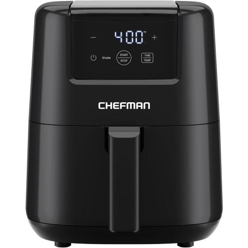 CHEFMAN 2 Qt Mini Air Fryer – Digital Space-Saving Compact Air Fryer with Nonstick and Dishwasher Safe Basket, Quick & Easy Meals in Minutes, Features Digital Timer and Shake Reminder – Black