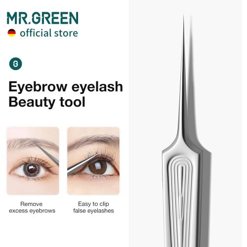 MR.GREEN Ingrown Hair Tweezers Needle Nose Pointed Tips Tweezers For Eyebrows Splinters Blackhead Removal Acne Clip Extractor (Long)