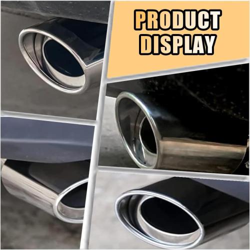 Stainless Steel Car Exhaust Tip, 2.5 Inlet 3.3 Outlet Adjustable Chrome-Plated Finish Exhaust Tailpipe, Car Exhaust Pipe Modification Tail Throat Tail Pipe, Fit for Most Cars (Straight, Silver)