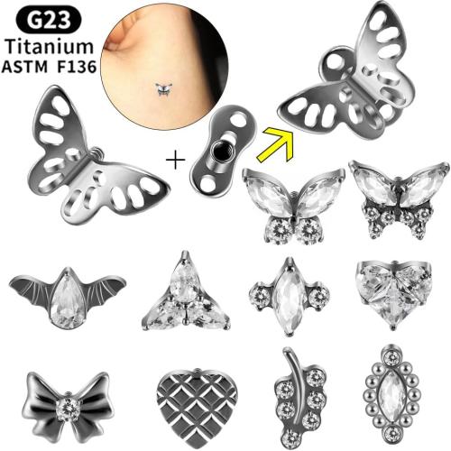 14g G23 Titanium Hypoallergenic Cubic Zirconia Butterfly Dermal Anchor Tops and Base Microdermals Jewelry for Body Piercing