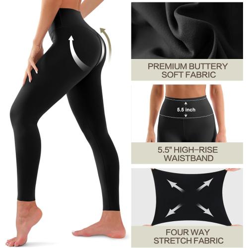 3 Pack Leggings for Women-No See-Through High Waisted Tummy Control Yoga Pants Workout Running Legging