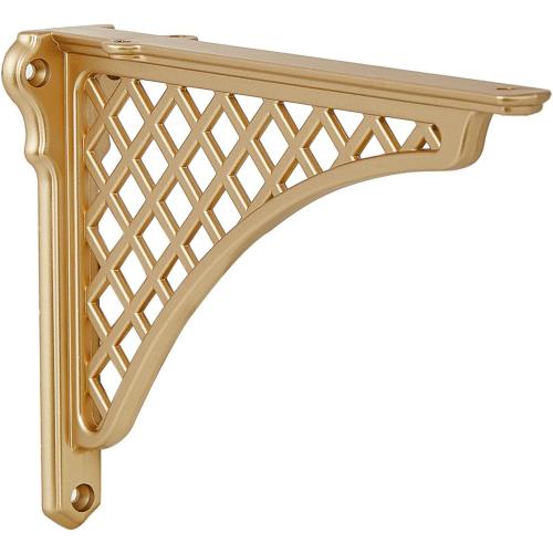 Gold 2 Pack 8 HARPOON 2 Pack Heavy Duty Cast Iron Victorian Shelf Bracket, 8 Inches Gold Baroque L-Shaped Shelf Brackets, DIY Projects, Hardware Included