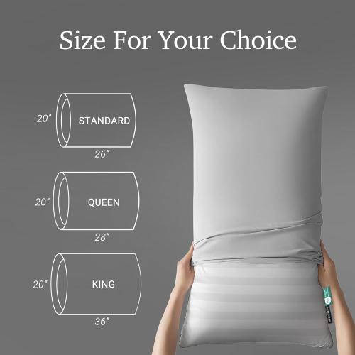 Hotel Grand Bed Pillows King Size Set of 2 Packs - 500 Thread Count 100% Cotton Medium Firm Hypoallergenic Feather Down Pillows Machine Washable Pillow for Back, Stomach or Side Sleepers, 20x36
