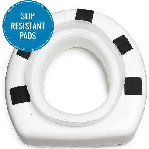 HealthSmart Enhanced Comfort 5 Raised (Round) Toilet Seat Risers for Seniors 5 Slip Resistant Pads FSA/HSA Eligible Padded Toilet Seat Elevation 15.7 x 15.2 x 6.1