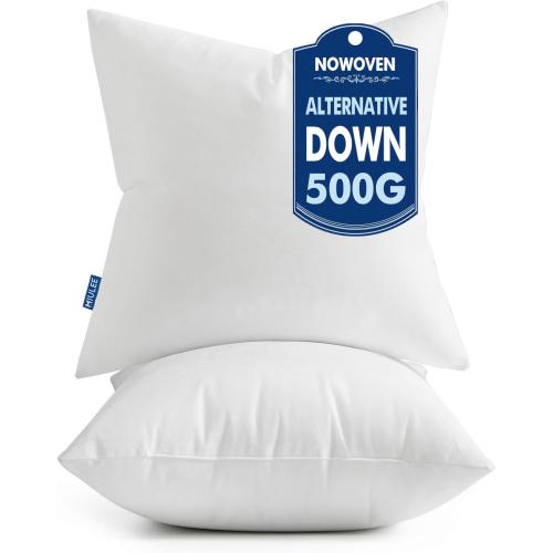 Color White MIULEE Set of 2 Throw Pillow Inserts 100% Virgin Filling Nowoven Pillow Inserts for Couch Sofa Living Room