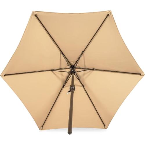 Beige 7.5Ft Patio Umbrella Replacement Canopy Market Yard Sunshade Umbrella Top Cover 7.5Ft