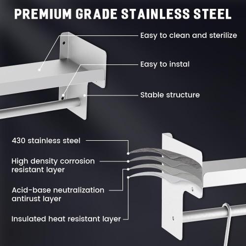 30x30 Stainless Steel Range Backsplash with Stove & Range Hood - Wall Mount Kitchen Back Panel with Storage Shelf & Knife Rack, Pre-Drilled Holes, Easy to Clean & Install