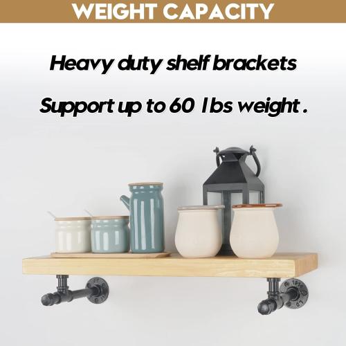 AddGrace 6 Pack Pipe Shelf Brackets 6 inches, DIY Industrial Floating Shelf Brackets Heavy Duty, Decorative Vintage Look Rustic Shelf Brackets, Wall Mounted Anti-Rust Shelf Supports