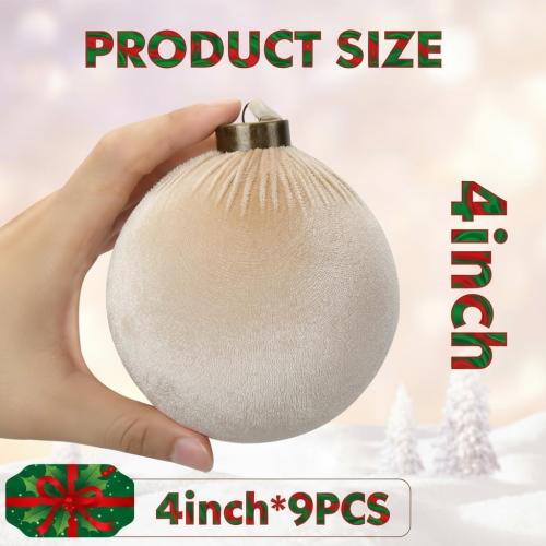 9 PCS Velvet Christmas Balls Ornaments 4inch& 6inch Christmas Large Ball Set for Xmas Tree Decor, Holiday Home Party (Mixed Colors 1, 4inch)