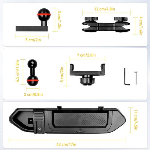 Dash Phone Mount Holder Compatible with 2018 2019 2020 2021 2022 2023 Jeep Wrangler JL 2/4 Door Gladiator JT, Center Console Storage Box Dashboard Tray, 360° Rotate Anti-Shake Jeep Accessories