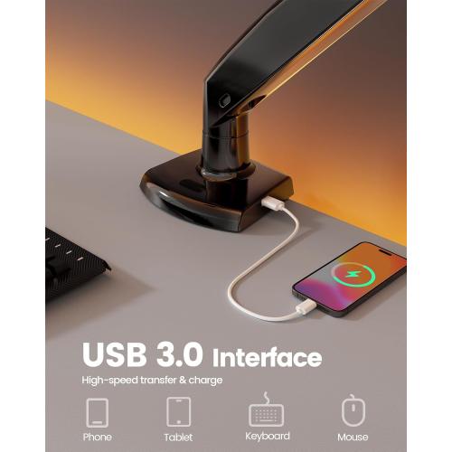 ErGear 13 to 49 inches Single Monitor Mount for Ultrawide Screens,Heavy Duty Single Monitor Arm,Single Monitor Stand with Swivel,Tilt,Rotation for Home and Office,Holds 26.5lbs,VESA 75/100mm