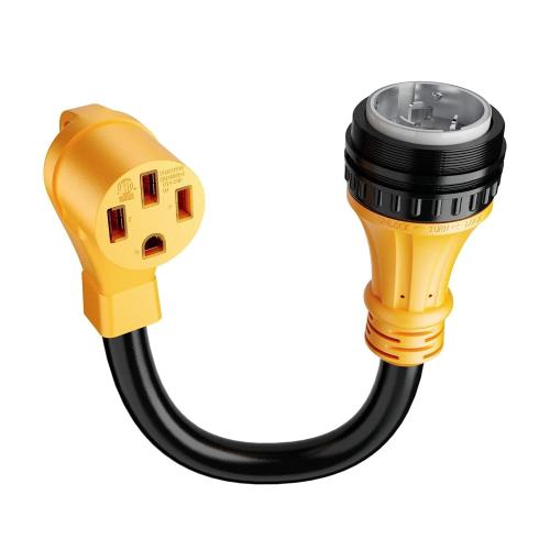 MECMO NEMA SS2-50P to 14-50R 50 Amp Marine Shore Power to Tesla EV RV Power Adapter Cord, Twist Lock SS2-50P/CS6365 to 4 Prong 50A RV Outlet Receptacle for Camper Trailer Motorboat Yacht