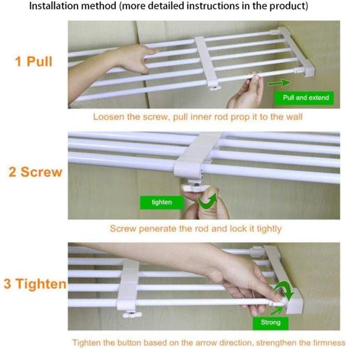 Adjustable Shelf Organizer Expandable Closet Shelf and Rod with No Drilling for Wardrobe Cupboard Kitchen Bookcase (10.3 - 14.9)