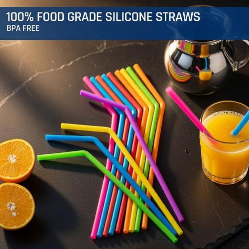 15 FITS ALL TUMBLERS STRAWS - Reusable Silicone Straws for 30 and 20 oz Yeti - Flexible Easy to Clean   2 Cleaning Brushes - BPA Free, No Rubber Taste Drinking - Best Value for Money Pack