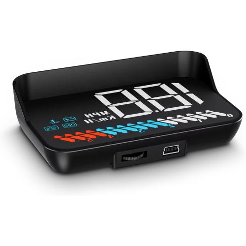 Car HUD Head Up Display M7, OBD/GPS Smart Gauge, Driving Speed, Engine RPM, Voltage, Water Temperature, Etc.., Works Great for All Cars
