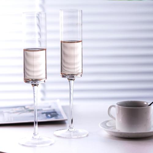 BACLIFE Crystal Champagne Flutes Set of 6 - Hand Blown Champagne Glasses With Long Stem - 6.5 oz Elegant Sparkling Wine Stemware - Unique Gift for Christmas Day,Birthday,Wedding - Clear