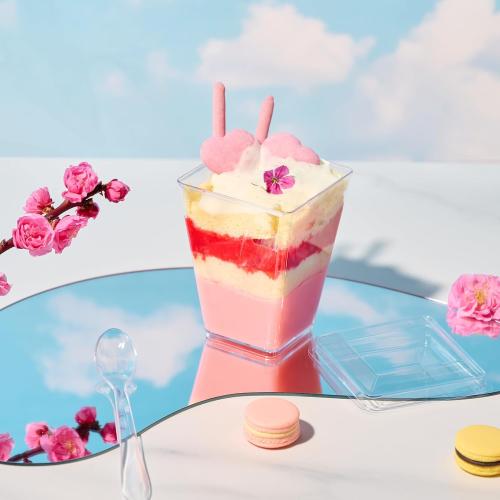 JOLLY CHEF 50 Pack 5 oz Plastic Dessert Cups with Lids and Spoons, Yogurt Parfait Appetizer Cup for Party, Clear Mini Dessert Shooter for Pudding Fruit Trifle Ice Cream