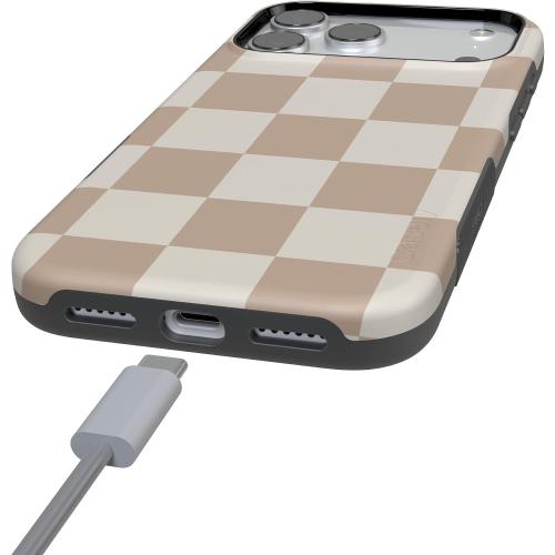 Casely iPhone 17 Pro Max Case | Fit Check | Neutral Checkerboard | Bold Protective Design | Compatible with MagSafe
