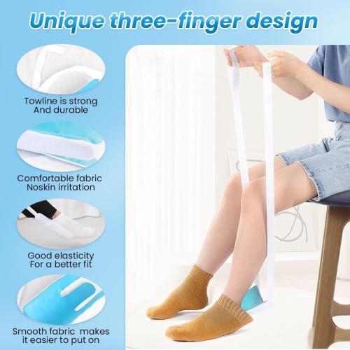 Sock Aid - Sock Aids for Putting On Socks - Sock Aid Device for Putting Socks Easy On and Off for Seniors, Disabled, Pregnant - Sock Helper Aide Tool - Sock Assistant Device (Blue)