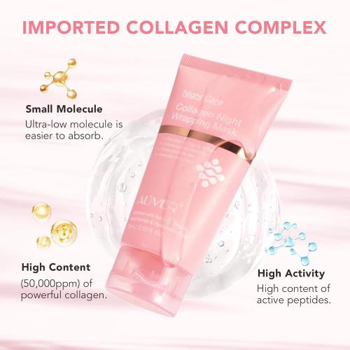 Collagen Overnight Wrapping Peel off Face Mask, Collagen Night Wrapping Mask, Elasticity & Hydration for Glass Skin, Reduce Fine Lines & Dullness, Anti-Aging Korean Skin Care