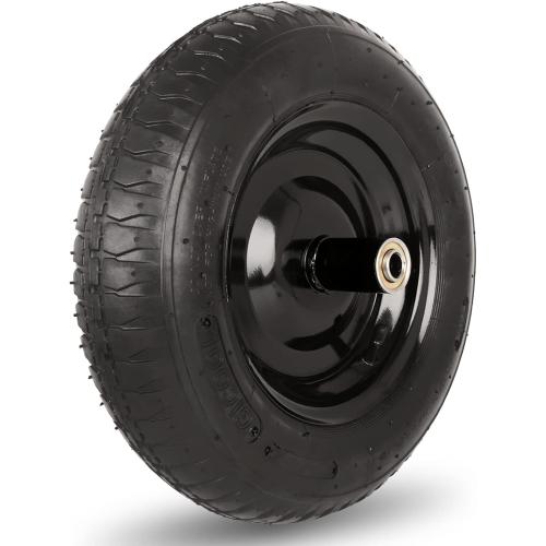 14.5 Wheelbarrow Tire, 3.50-8” Pneumatic Tire, Universal Wheelbarrow Wheel for 4.80/4.00-8”, 4.00-6”, and 2.50-8”, with 6 Centered Hub, 5/8 Axle Bore Hole, Sealed Bearings
