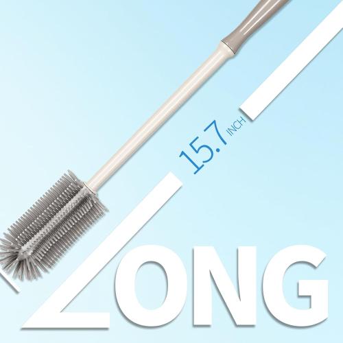 15.7 Silicone Bottle Brush Set - 6 Pack Water Bottle and Straw Cleaner Brush Long Handle for Hydro Flasks, Sports Bottles & Reusable Straw, Narrow Neck Containers, Tumblers, Glassware