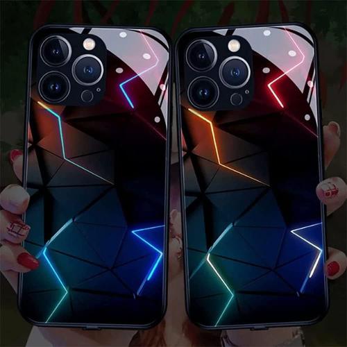 Intelligent Sound Control Light-Up Phone Case for iPhone 13/14pro Max (Color : A#, Size : for iPhone 14)