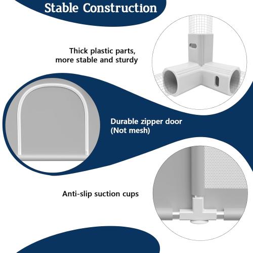 Grey Playpen for Babies and Toddlers, Play Pen Indoor & Outdoor Active Center, Sturdy Safety Playard with Anti Slip Suction Cups, Skin-Friendly Fabric, Large Space Baby Fence