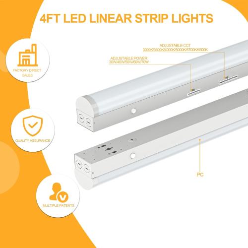 4FT LED Linear Lights Fixture, ETL Listed 5 Power(30W-70W)& 6CCT(3000K-6500K) All in 1, 4 Foot Shop Light, Up to 10500 LM Super Bright, LED Fluorescent Light for Workshop 4FT, DLC(4 PCS)