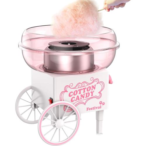 Cotton Candy Machine, Mini Cotton Candy Maker Machine for Kids with Sugar Scoop, Easy & Safe to Use, Pink Vintage Portable Candy Floss Maker for Birthday, Home, Party Gatherings, Christmas Gift