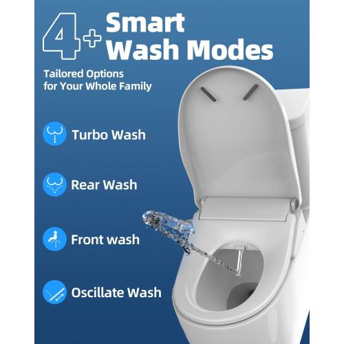 Electric Bidet Toilet Seat, Heated Toilet Seat Elongated with Instant Warm Water & Dryer, Feminine & Front Rear Wash, Wireless Remote, Self-Clean Nozzle, Slow Close Lid, Upgraded Silent ECO Child Mode