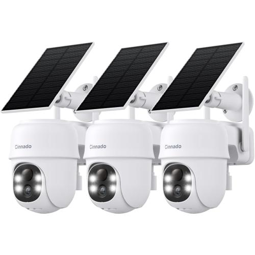 2K Cameras for Home Security-2.4G WiFi Outdoor Camera Wireless Solar/Battery Powered, 360° Viewing, Human Detection, Color Night Vision, Cloud/SD Storage B6 (B6-White-3pack-2.4G)