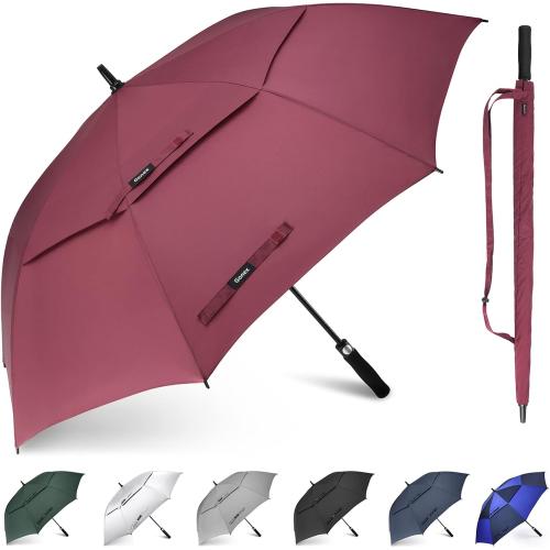 Gonex 54/62/68/72/80 Inch Extra Large Golf Umbrella, Automatic Open Travel Rain Umbrella with Windproof Water Resistant Double Canopy, Oversize Vented Umbrellas for 2-3 Men and UV Protection, Multiple Colors