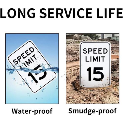 Large Speed Limit 15 MPH Sign, 18x 12 .04 Aluminum Reflective Sign Rust Free Aluminum-UV Protected and Weatherproof