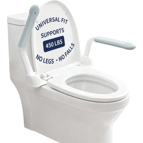 Toilet Safety Rails for Seniors with FlipUp Handle for Bathroom Safety | Heavy Duty Toilet Support Rails with Armrest for Elderly, Disabled, Handicapped, or Mobility Assistance, Fit Standard Toilets