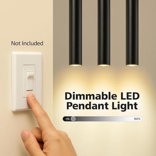 Modern LED Pendant Light, 10W Dimmable Ceiling Hanging Spotlight Fixture Black Minimalist Aluminum Pendant Lighting for Kitchen Island, Bar Counter, Bedroom, 4000K, ETL Listed, Pack of 1
