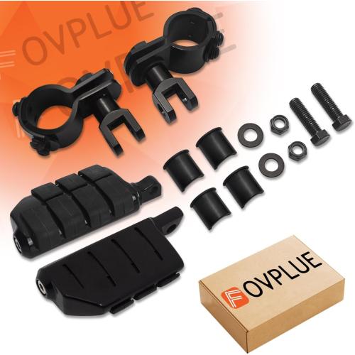 FOVPLUE 1,1.25Highway Footpegs, Adjustable Highway Peg w/ 3-Piece Clamp for Harley Touring Softail Dyna Sportster models w/25mm-32mm Engine Guard/Tubing,Black#2