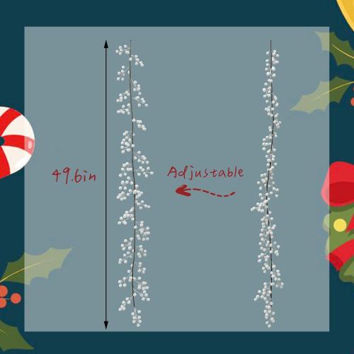 Color White Greentime Christmas White Berry Garland, Fake White Berry for Indoor Outdoor Home Decoration for Winter Christmas Holiday Decor for Fall Halloween