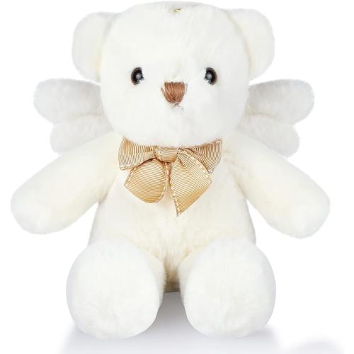 HyDren Angel Bear Plush Stuffed Animal with Wings White Bear Dolls for Boys Girls Birthday Gift (Plush,Classic)